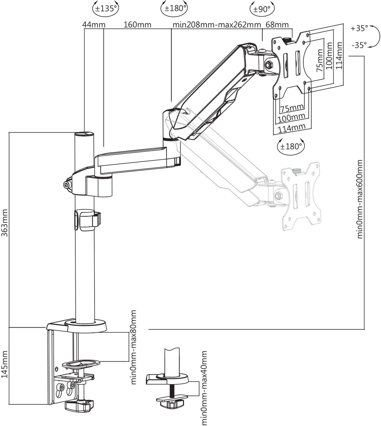 Supports de moniteur réglable seven DM1TA